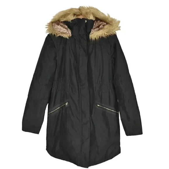 Ted Baker London Parka Faux Fur Ocke Black Fully Lined Size US 4  TB 1 - Picture 2 of 16